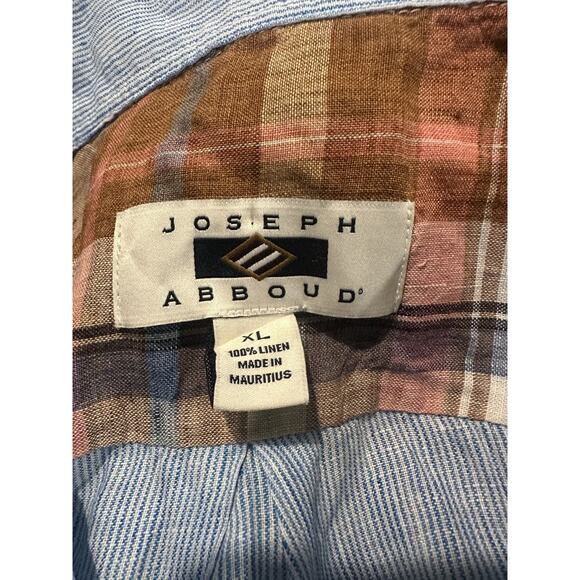 Joseph Abboud Men’s XL 100% Linen Shirt Blue Short Sleeve Casual Button Front - Picture 2 of 5